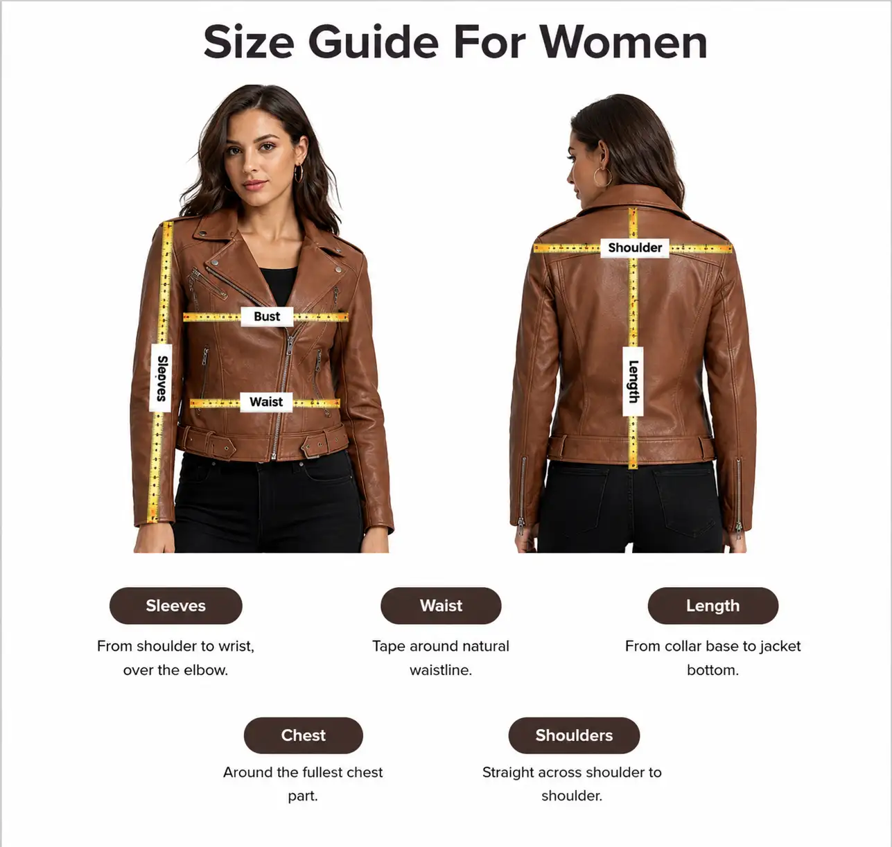 Women's measurement diagram — bust, waist, hips