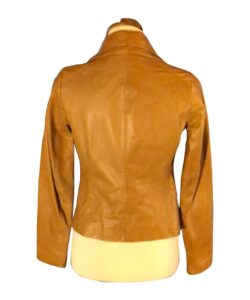Brown Leather Notch-Collar Jacket