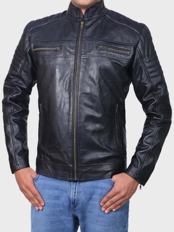 Mens Cafe Racer Black Classic Biker Jacket