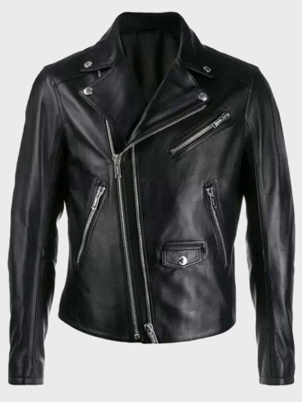 Black Double-Zip Motorcycle Jacket