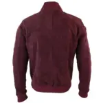Burgundy Bomber Suede Jacket For Men