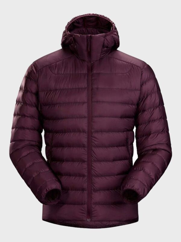 Burgundy Hooded Down Jacket