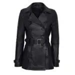 Women’s Double Breasted Black Leather Jacket