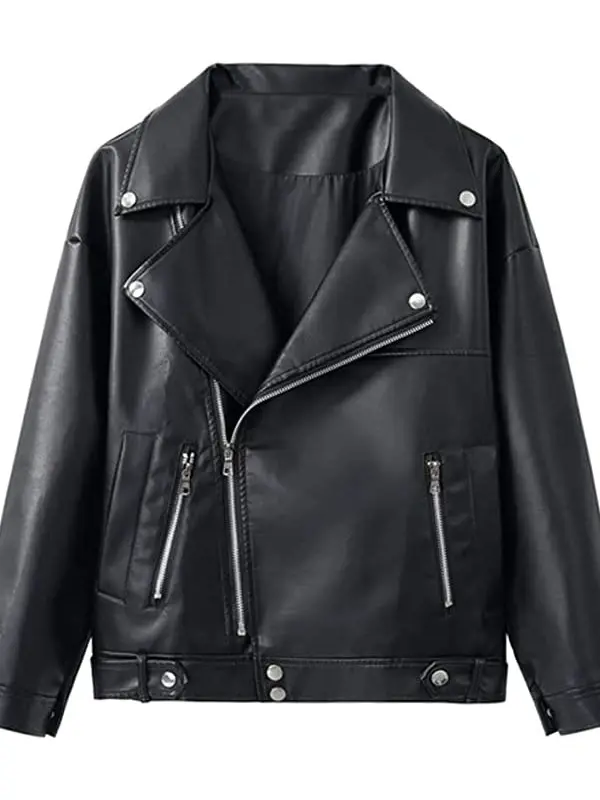 Julie Black Biker Leather Jacket
