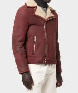 Men’s Shearling Burgundy Leather Jacket