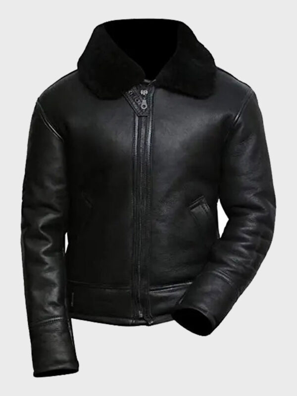 Mens Aviator Black B3 Shearling Leather Jacket