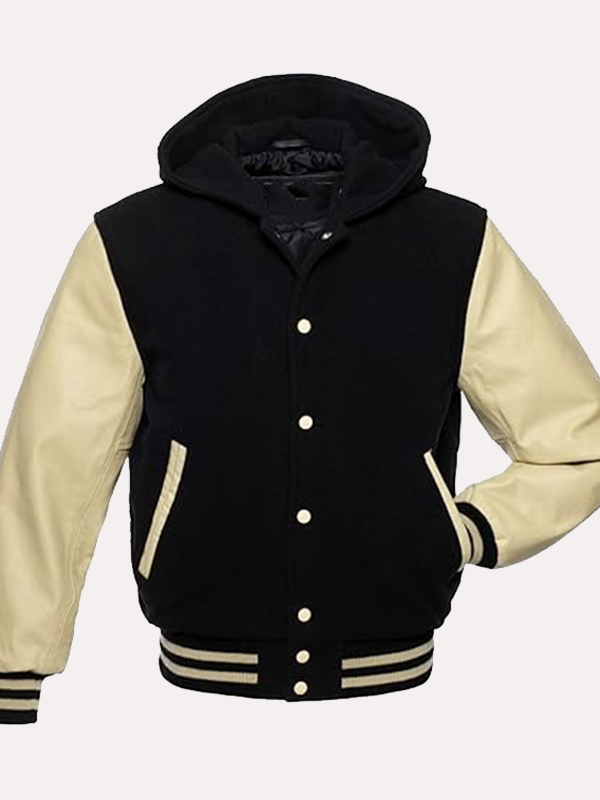 Mens Hooded Bomber Varsity Jacket