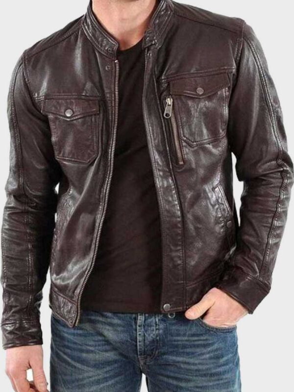 Mens Brown Casual Leather Jacket