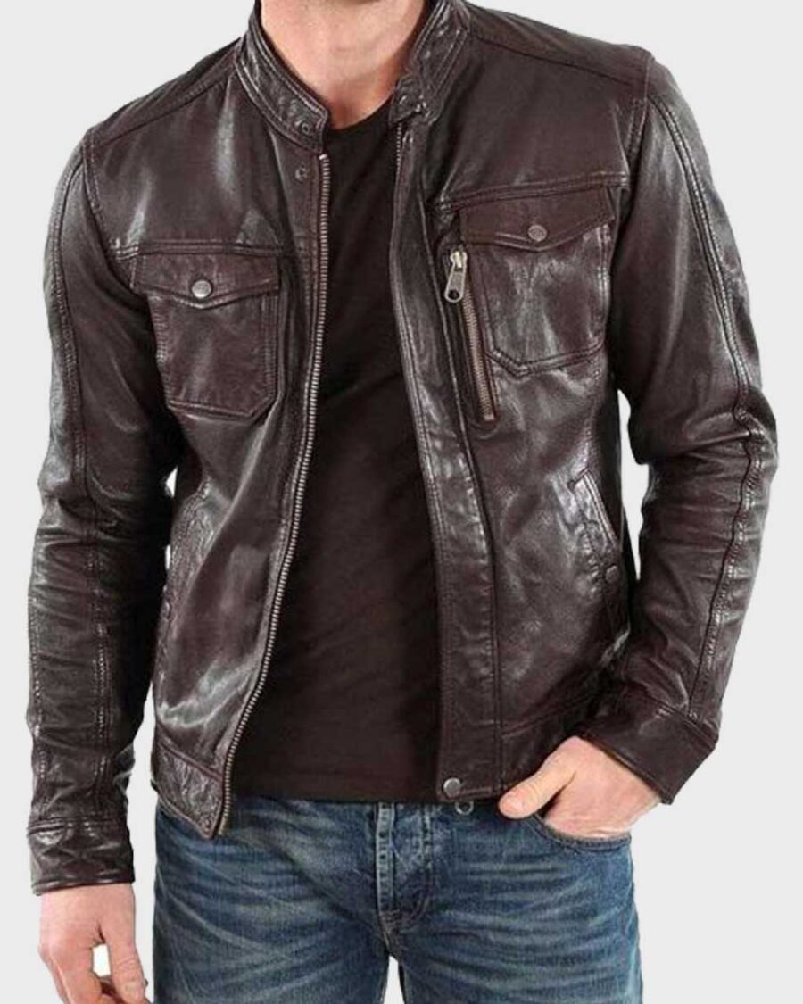 Mens Brown Casual Leather Jacket
