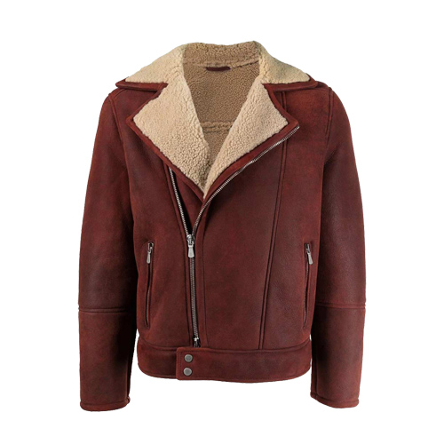 Men’s Shearling Burgundy Leather Jacket