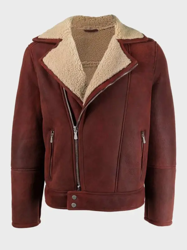Men’s Shearling Burgundy Leather Jacket