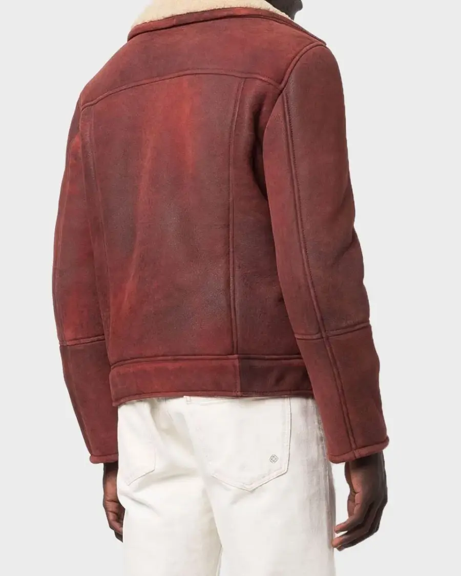 Men’s Shearling Burgundy Leather Jacket