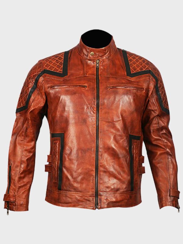 Mens Vintage Brown Biker Leather Jacket