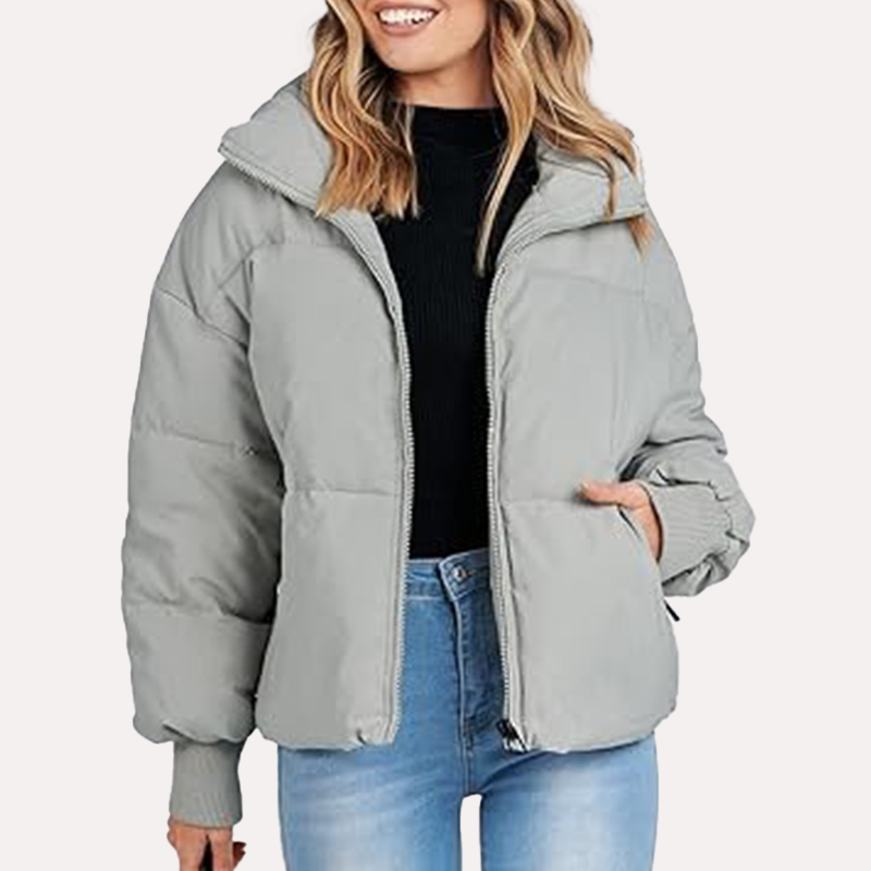 Womens Grey Puffer Jacket