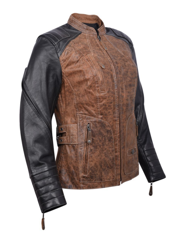 Mens Distressed Brown And Black Leather Jacket