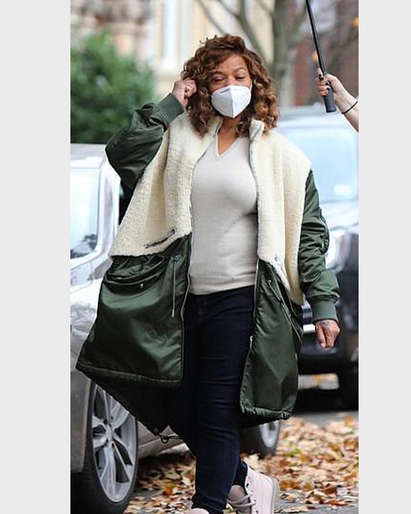 Click to zoom Green & White Shearling Coat