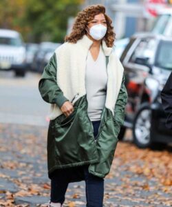 Green & White Shearling Coat
