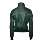 Womens Green Bomber Leather Jacket