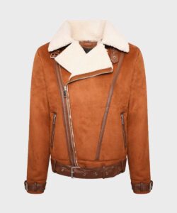 Womens Aviator Brown Leather Shearling Jacket