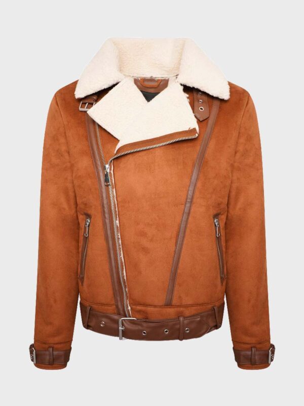Womens Aviator Brown Leather Shearling Jacket