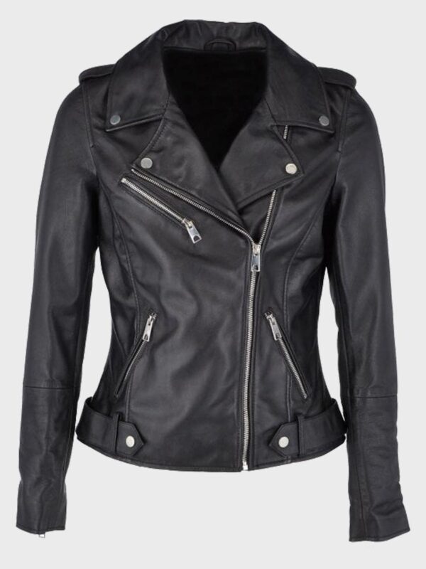 Womens Biker Black Leather Jacket