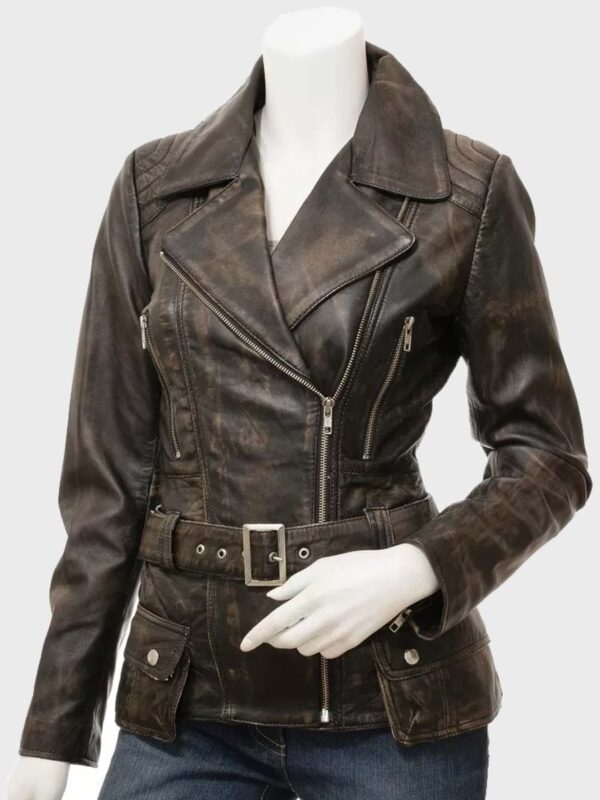 Womens Biker Vintage Leather Jacket