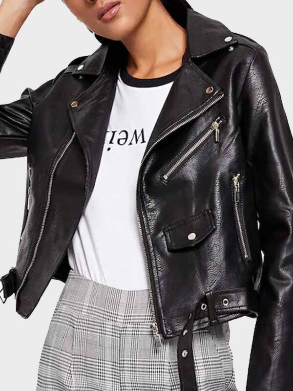 Womens Black Biker Leather Jacket