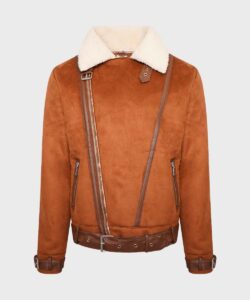 Womens Aviator Brown Leather Shearling Jacket