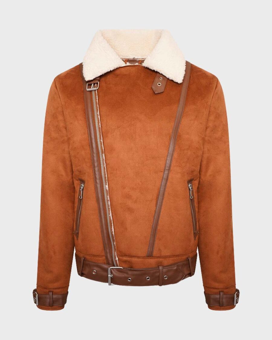 Womens Aviator Brown Leather Shearling Jacket