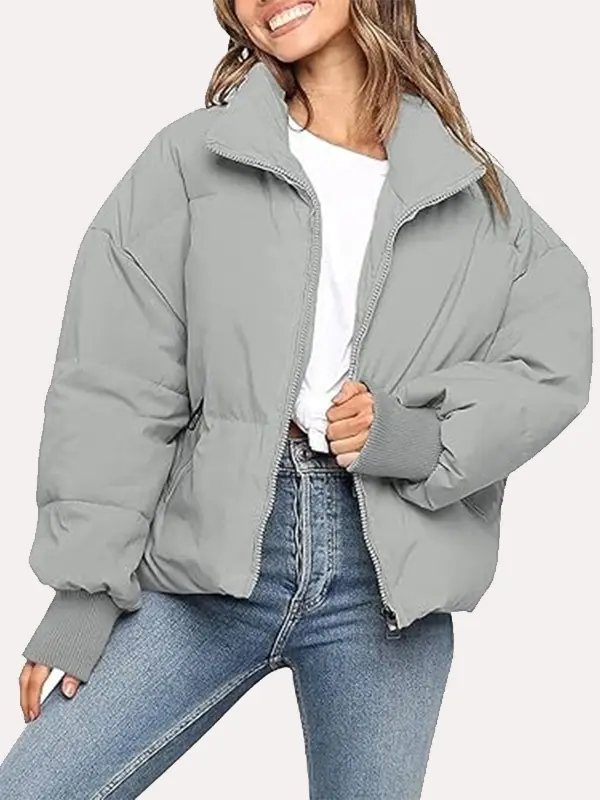 Womens Grey Puffer Jacket