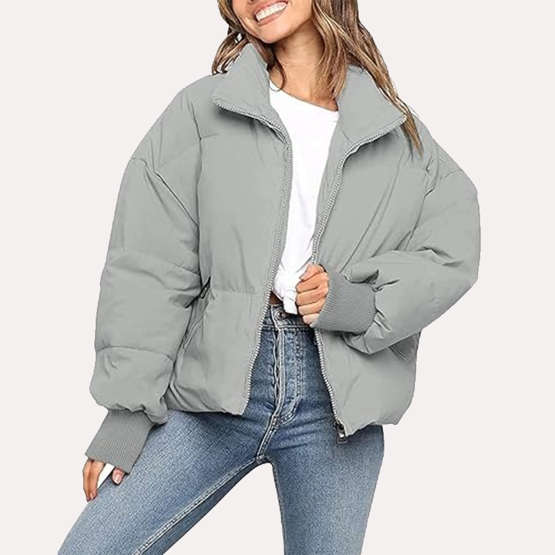 Womens Grey Puffer Jacket