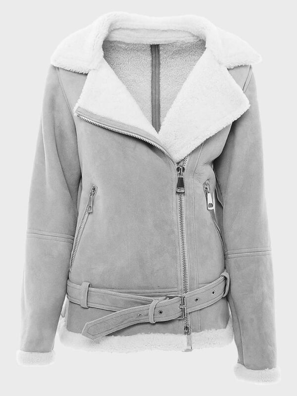 Women’s Grey Suede Shearling Jacket