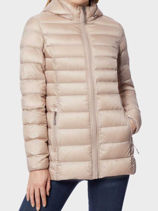 Women’s Hooded Down Puffer Cream Color Jacket
