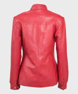 Womens Red Biker Leather Jacket