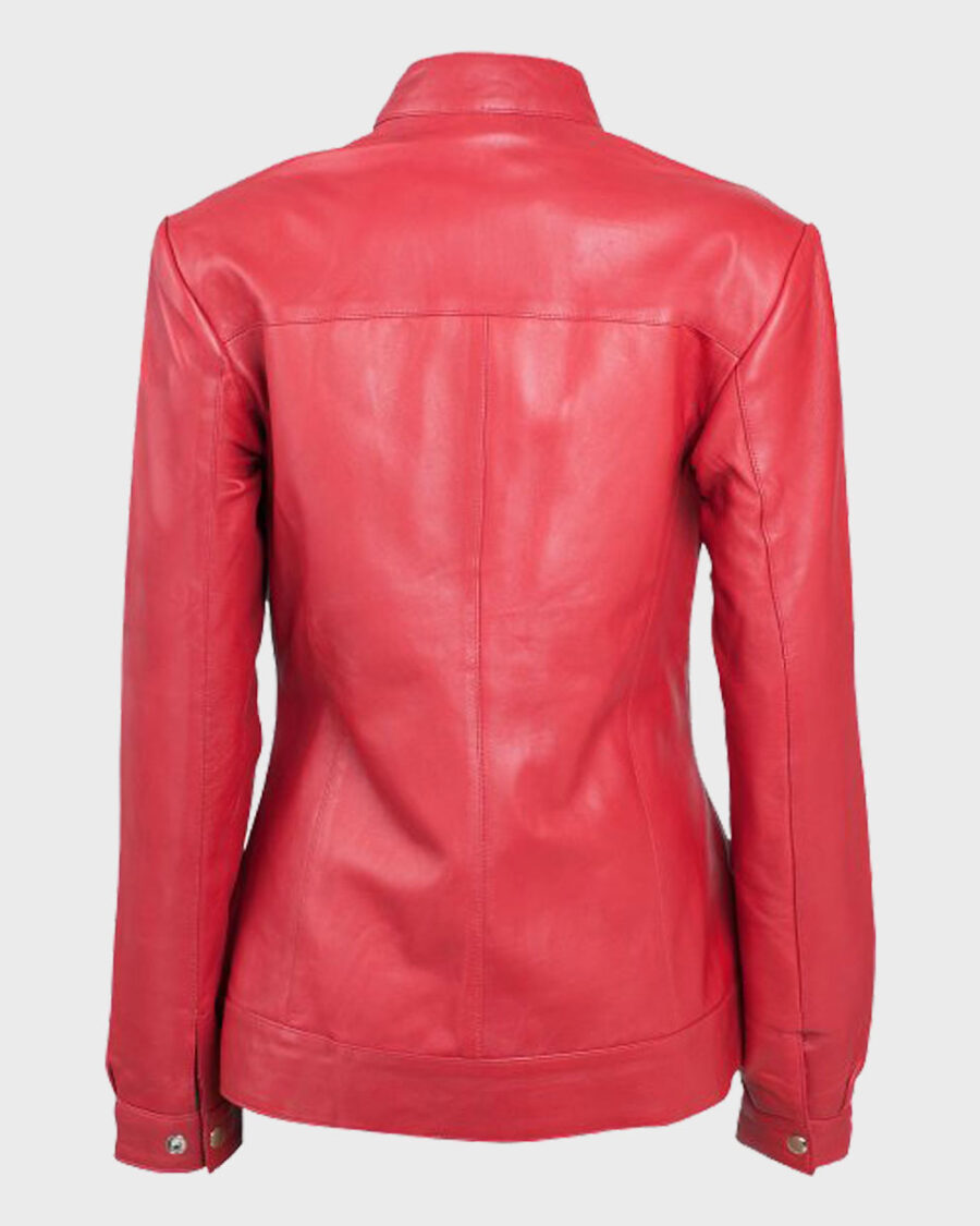 Click to zoom Womens Red Biker Leather Jacket