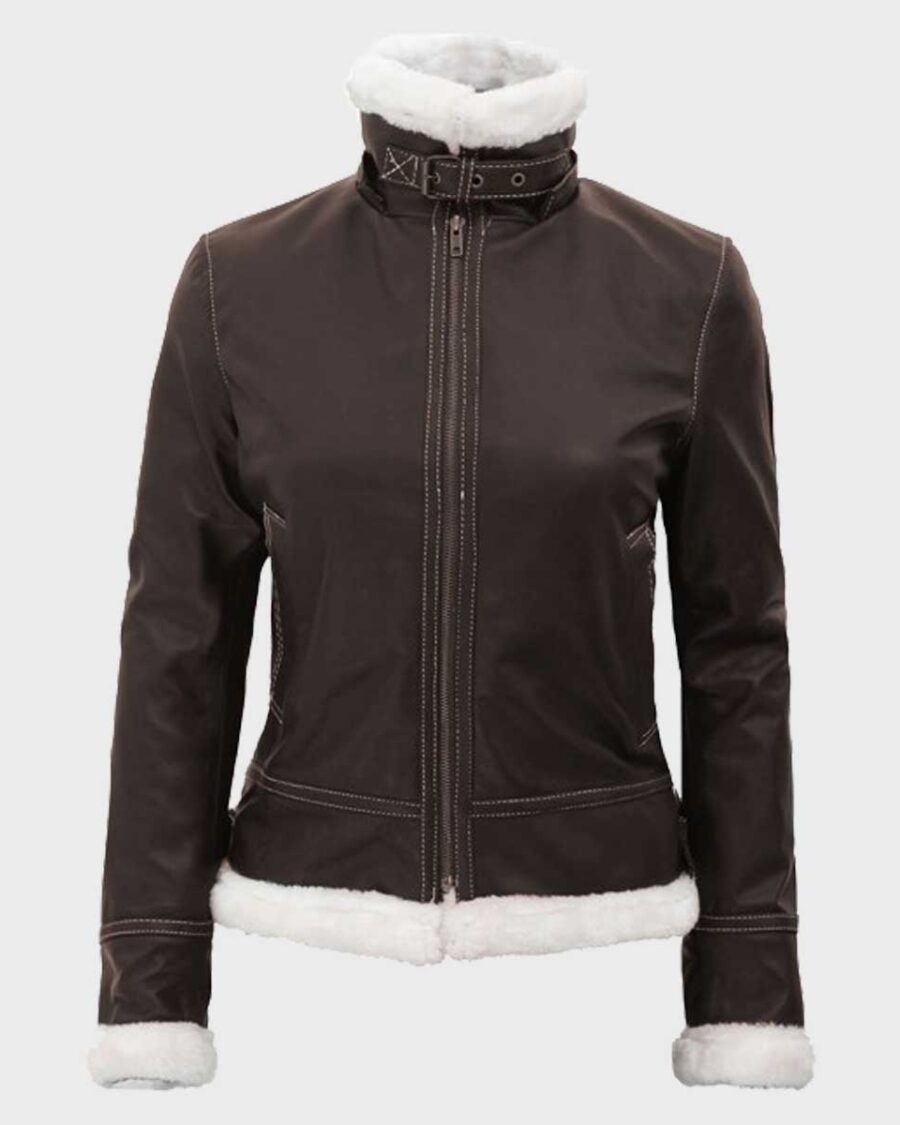 Womens Dark Brown Shearling Jacket